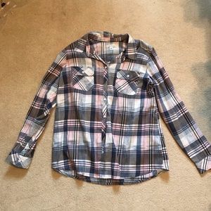 Navy and Pink Plaid button up